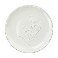 Assiette de table en porcelaine gaufrée motif muguet, passe au micro-ondes, assiette à dessert, glaçure haute température, style vintage coréen