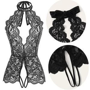 Fabricant de lingerie sexy : Pyjama en dentelle transparente, combinaison de nuit à lacets, tenue d'intérieur ouverte et détachable - Product Image 1