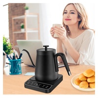 Bouilloire en acier inoxydable de 800ml, bouilloire électrique à col de cygne avec contrôle de la température du café et du thé
