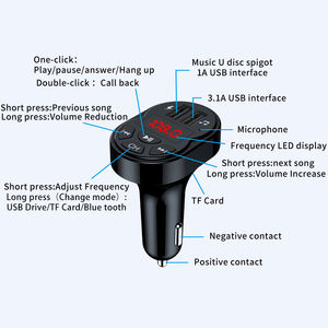 A2อุปกรณ์ส่งสัญญาณ FM ในรถยนต์, อุปกรณ์เชื่อมต่อตัวรับสัญญาณที่รองรับ BT เครื่องเ<span class=keywords><strong>ล</strong></span>่น MP3 TF กา<span class=keywords><strong>ร์</strong></span><span class=keywords><strong>ด</strong></span>เ<span class=keywords><strong>ล</strong></span>่น<span class=keywords><strong>ด</strong></span>ิสก์ USB ที่ชาร์จในรถยนต์อะแดปเตอ<span class=keywords><strong>ร์</strong></span>แฮนด์ฟรี - Product Image 2