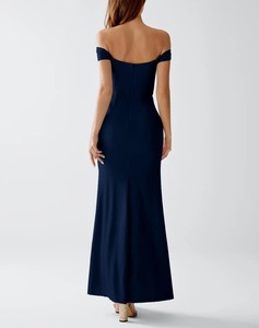 Nuevo Vestido Largo Ajustado de Punto Elástico Azul Marino Oscuro para Mujer, Elegante y Casual - Product Image 5