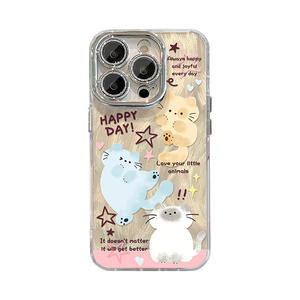 لطيف أصفر أزرق أبيض القط كاميرا حماية عدسة فيلم PC غطاء الهاتف المحمول لفون X Xr Xs 11 12 13 14 15 16 Pro Max - Product Image 6