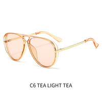 Lunettes de soleil unisexes grandes tailles en PC et métal avec protection UV400 et design miroir crapaud en promotion