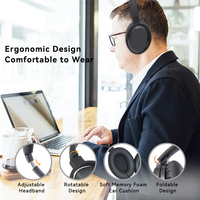 Auriculares Bluetooth ANC Over-Ear con Pantalla LED Digital de Batería, Plegables, Inalámbricos, Larga Duración de Batería para Oficina, Viajes y Juegos