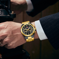 Mini Focus penjualan terbaik jam tangan kuarsa pria desain baru hiasan kualitas besi tahan karat gelang kaca siap kirim kaca bisnis olahraga