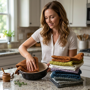 Serviettes de cuisine en microfibre super absorbantes à motif gaufré avec logo personnalisé, chiffons de nettoyage et essuie-vaisselle, emballage personnalisé - Product Image 1