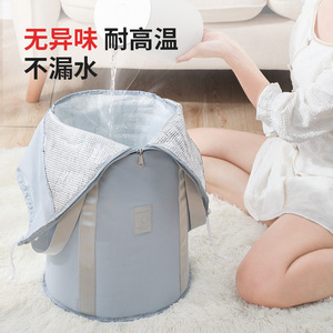 Bañera Plegable Redonda para Pies, Material de PVC Azul y Rosa, para Uso Doméstico, Cuidado de los Pies en Invierno - Product Image 1