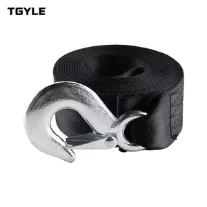Correa de nailon negra de alta resistencia de 6 m para cabrestante, cuerda de remolque de emergencia para barcos y vehículos con gancho de seguridad, piezas de repuesto - Product Image 1