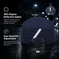 Versatile Navy Blue Technical Cap Running Hat Adjustable Reflective Stripe Tech Performance Gear