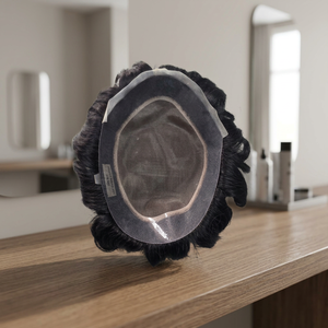 Perruque en cheveux humains bouclés birmanes style Kinky Curl avec dentelle suisse et base mono - Product Image 1