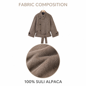 Abrigo <span class=keywords><strong>de</strong></span> Invierno Reversible para Mujer, 100% Lana, Cálido, Grueso, Asimétrico, con Cinturón, Manga Campana y Cuello Alto - Product Image 2