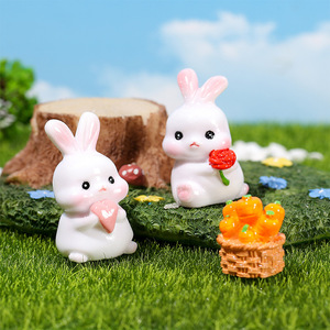 Figurine en résine de lapin mignon, mini décoration animale, ornement de bureau à domicile, cadeau artisanal - Product Image 2