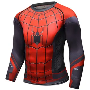 Spiderman衣装大人男性長袖圧縮シャツ男性tシャツ長袖