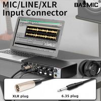 Interface audio USB 2 canaux en métal avec XLR/Phone pour le doublage en direct, le chant, la guitare, l'enregistrement d'audiolivres en studio