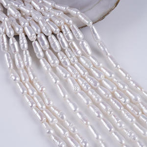 Perlas Sueltas de Bambú Natural de Agua Dulce Blancas de 6-8 mm, Accesorios para Collares, Joyería Semiterminada para Venta al por Mayor - Product Image 1