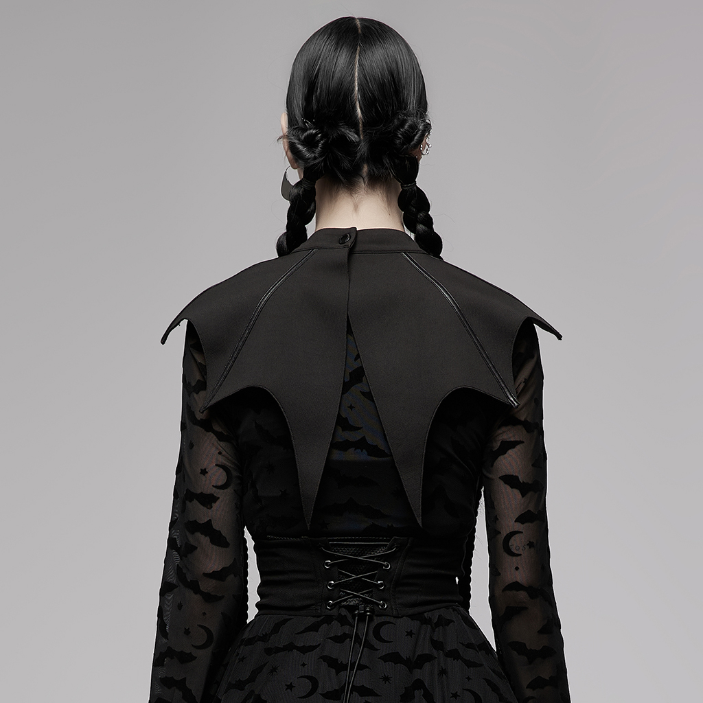Punk Rave OPS-257LHF fashion accessories dark gothic bat wing shape with matt black detachable bird-head pin adjustable collar