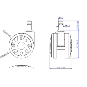 2.5 Inch 60mm Durable Office Chair Caster <b>Wheels</b> 11*22mm 10*22mm Stem Furniture Replacement Spare Parts - Product Image 4