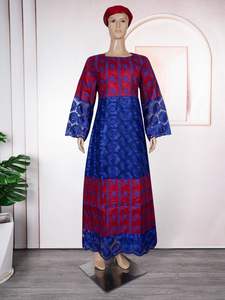 Vêtements Nigérians Traditionnels, Robes Africaines pour Femmes, Robes Maxi Élegantes en <span class=keywords><strong>Bazin</strong></span> Brodées <span class=keywords><strong>Boubou</strong></span> avec Turban pour Mariage - Product Image 6