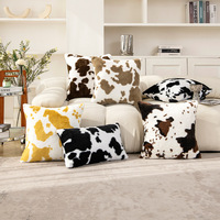 Housse de coussin en peluche tissée double face à motif vache, imprimé grain, design moderne pour canapé et chevet, vente en gros
