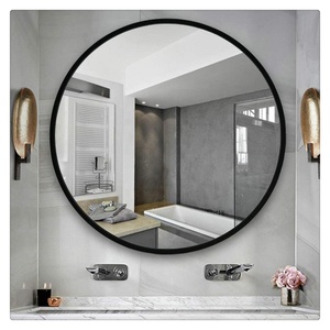 Round Wall Mounted Mirror Aluminum Alloy <b>Frame</b> Hinged Large Vanity Hanging Decorative Mirrors - Product Image 1