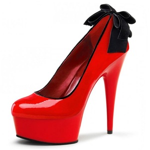 รองเท้าส้นสูงแบบเปิดนิ้วเท้าประดับมุกสีแดงสำหรับผู้หญิง - Product Image 1