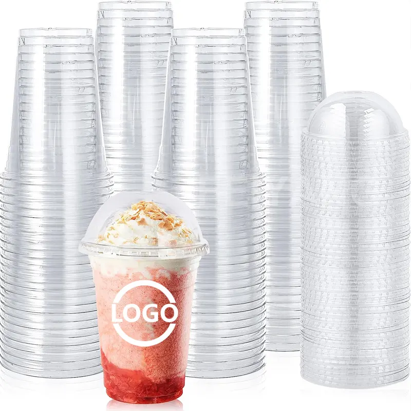 Tasse à café en plastique avec couvercle tasse en plastique pp contenants pour boissons milkshake boba tasses et couvercles et paille