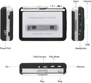 I più recenti registratori di Cassette Audio professionali nastro Walkman lettore di Cassette USB al <span class=keywords><strong>convertitore</strong></span> <span class=keywords><strong>MP3</strong></span> - Product Image 5