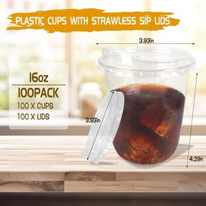 Vasos de Plástico Desechables PET de 90 mm, 10, 12, 14, 16, 20, 24 oz, Grado Botella, con Fondo en Forma de U de 360 ml, para Té de Burbujas/Bebidas Frías - Product Image 2