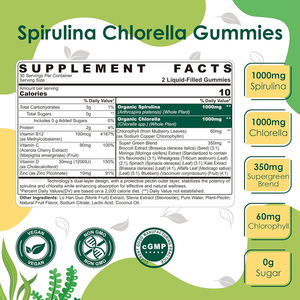 Gommes à base de chlorella à la spiruline biologique OEM Gommes super verts et chlorophylle + vitamine C et D3, mélange de zinc Gommes antioxydants puissants - Product Image 3