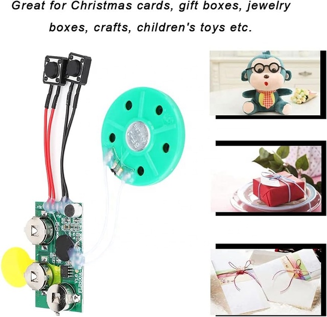 Recordable Cards, Personalized Voice Recording Gifts Voice Sound Record Chip 60s DIY Greeting Card Module