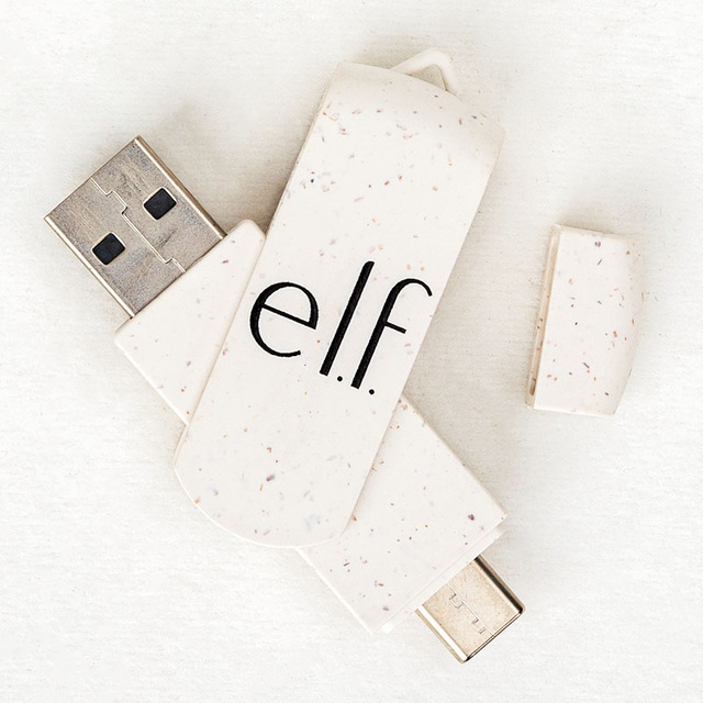 Wheat Straw Eco-Friendly 64GB High-Capacity USB 2.0 Dual-Interface UV Printing Model 7889 Flash Drive for Computer/Mobile
