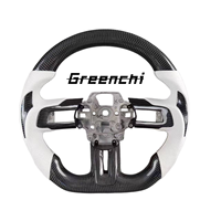 Volant personnalisé en cuir blanc et fibre de carbone pour Ford Mustang S550 GT 2015-2020, style sport racing