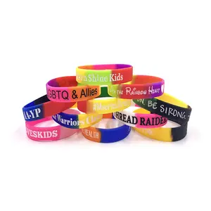 Swril Silicone Wristbands Custom Logo 12mm Custom Wristbands Ink Injected Rubber Bracelets