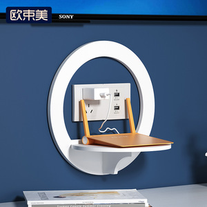 Ou Shumei Wall <b>Mount</b> Bracket Round Foldable Storage Shelf For Router Tv Box 29x29x18cm PVC Wood Plastic Composite - Product Image 1