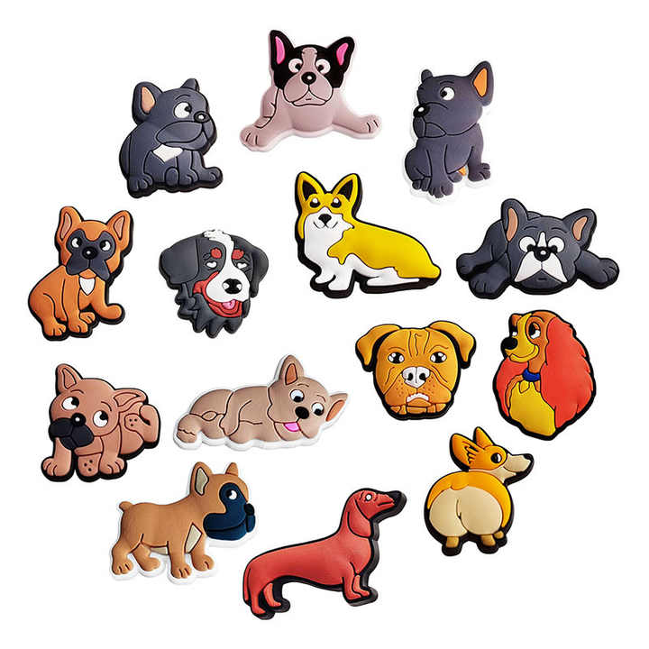 Wholesale Cartoon Dog Shoe Charm Detachable Soft PVC Shoe Buckle Bulldog  Animal Pet Dog Clog Charms for Man and Women