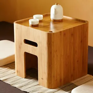 竹制现代茶桌设计工夫茶桌日本茶几带榻榻米