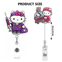 Porte-badge rétractable en acrylique avec motif de chaton scintillant personnalisé, porte-carte d'identité, accessoires pour infirmières