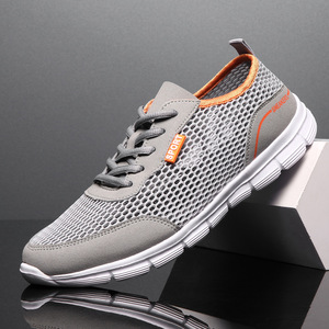 Mesh Fabric Solid Color Casual Sports Running Shoes Summer Korean Style Lightweight Outsole Front <b>Laces</b> - Product Image 1
