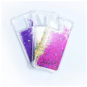 Funda de teléfono Bling con purpurina líquida negra personalizada con cordón TPU PC Quicksand funda de teléfono para iPhone 16 15 14 13 12 11ProMax <span class=keywords><strong>Samsung</strong></span> - Product Image 1