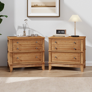 Hazel 3 Drawer Side Table Set Of Two For Living Room Hallway Entryway - Product Image 1