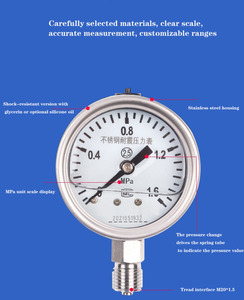 Manomètre radial et axial en acier inoxydable Y-60BFZY-100BFZY-150BFZ, résistant aux chocs et aux vibrations, rempli d'huile - Product Image 4