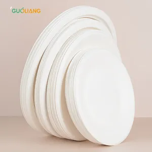 Одноразовый набор посуды для вечеринки, биоразлагаемые белые бумажные тарелки, экологически чистые одноразовые фруктовые бумажные тарелки