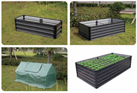 Jardinière surélevée rectangulaire en acier galvanisé antirouille ESHINE ESMB6X3 6x3x1FT/6x3x2FT pour fleurs, herbes et légumes