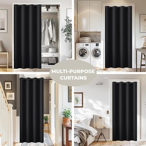 Cortina Opaca para Puerta y Ventana, Separador de Habitaciones, Cortina para Cuarto de Vestir con Ojales y Barra, Botón Magnético - Product Image 4