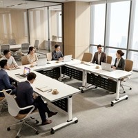 Table de formation pliable en gros, table de conférence et chaises, bureau de formation mobile et multifonctionnel