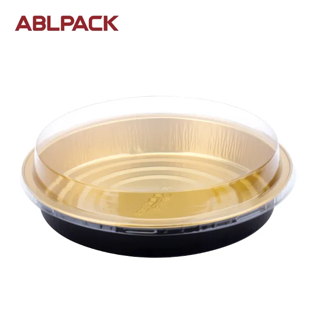 ABLPACK 430ml oro nero usa e getta foglio di alluminio contenitore Dessert imballaggio Pizza foglio Pan vassoio vassoi per dolci da sposa