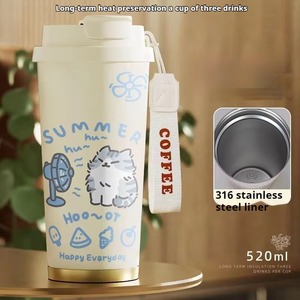 Mug isotherme en acier inoxydable 700 ml avec paille, motif dessin animé, pour café, bureau, camping, vente en gros - Product Image 5