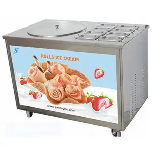 Wholesale Commercial Ice Cream Roll Square Or Round Frying Pan Ice Cream Roll Machine