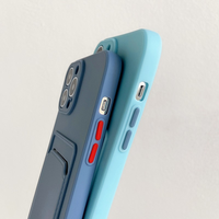 Étui souple en TPU couleur unie avec fentes pour cartes pour iPhone 16 Pro Max 15 14 Plus 13 12 Mini 11 Pro XS Max, coque tendance avec boutons de couleur contrastante
