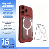 Portefeuille magnétique transparent haut de gamme avec support de téléphone amovible, accessoires de téléphone portable antichoc